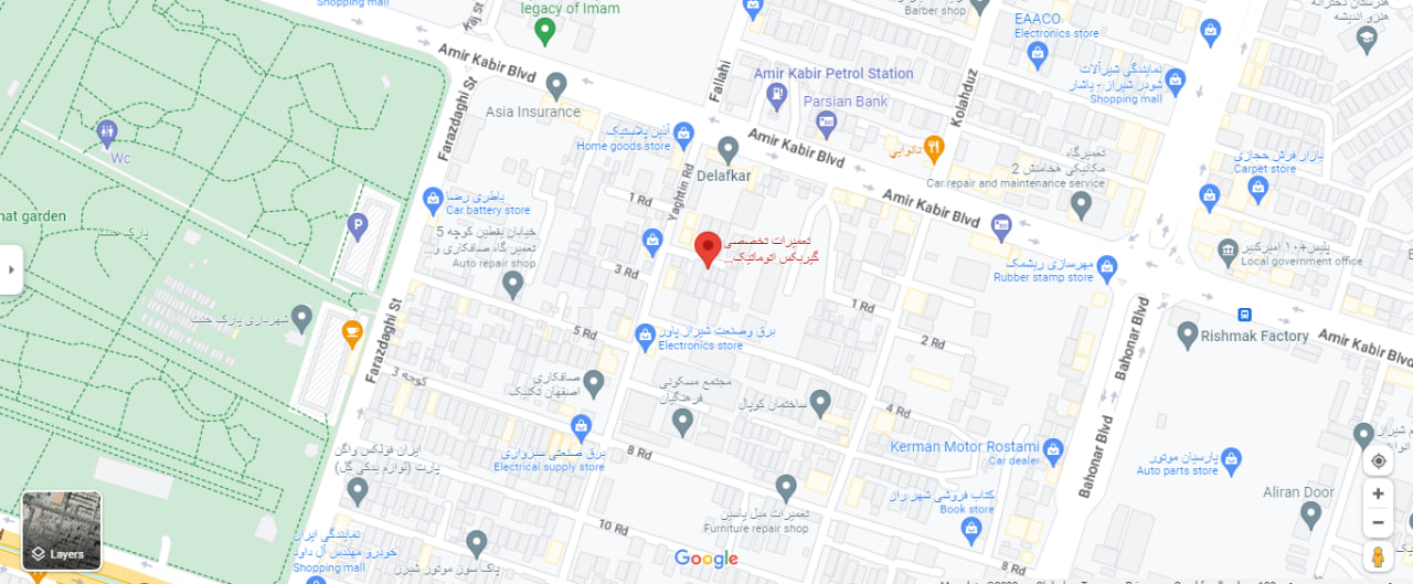 آدرس تعمیرگاه گیربکس اتوماتیک شیراز بر روی نقشه